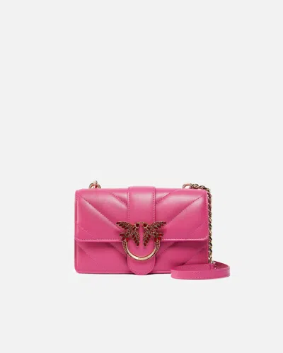 Pinko Quilted Leather Love Bag Shoulder Bag With Precious Buckle  Galleria In Rose -or Clair