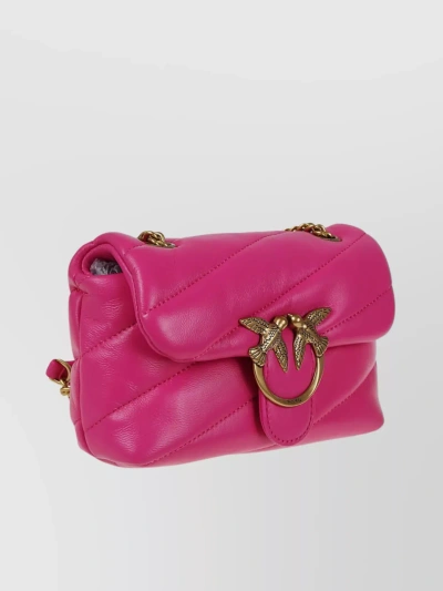 Pinko Quilted Leather Love Birds Cross-body Bag In Pink