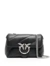 Pinko Quilted Leather Shoulder Bag With Bird Clasp In Black
