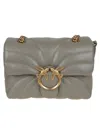 Pinko Quilted Leather Shoulder Bag With Bird Motif Clasp In Green