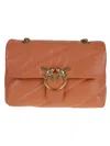 Pinko Quilted Leather Shoulder Bag With Decorative Clasp In Brown