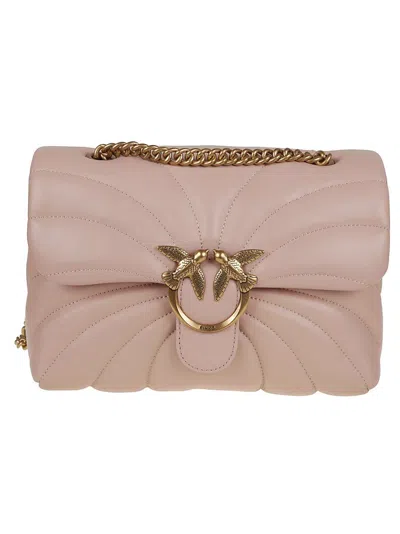 Pinko Quilted Leather Shoulder Bag With Distinctive Clasp In Multi