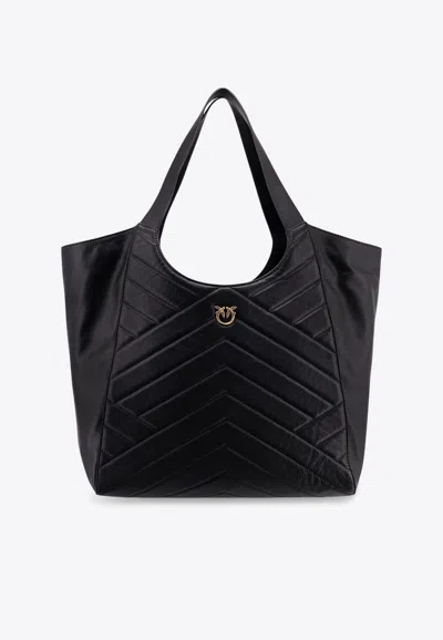 Pinko Quilted Leather Tote Bag