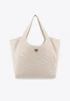 Pinko Puzzle-quilted Leather Shopper Bag With Logo Plate