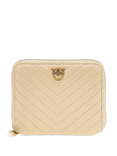Pinko Quilted Leather Wallet In Multi
