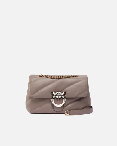 Pinko Quilted Love Bag Puff Shoulder Bag With Jewel Buckle  Galleria In Beige - Fer-or Clair