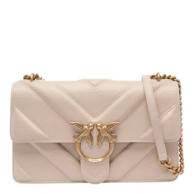 Pinko Love One Classic Shoulder Bag In Beige