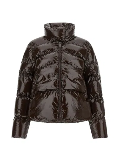 Pinko Love Birds High Collar Long Down Jacket In Multi