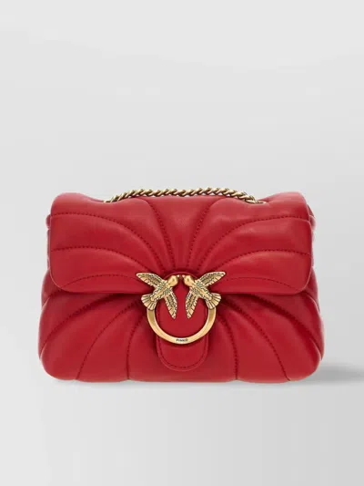 Pinko Quilted Love Puff Mini Crossbody Bag In Red-antique Gold