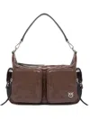 Pinko Rectangular Quilted Leather Shoulder Bag In Brown