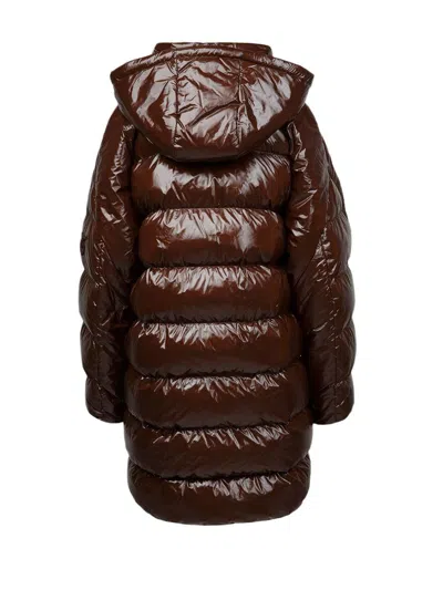 Pinko Quilted Nylon Down Jacket In Brown