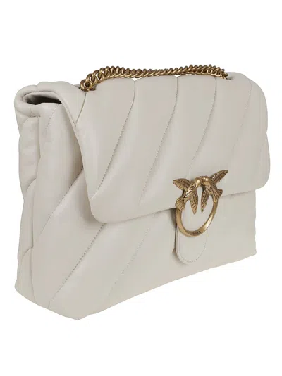 Pinko Quilted Padded Nappa Leather Shoulder Bag In Purple