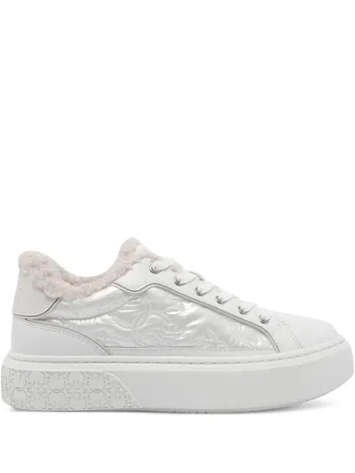 PINKO QUILTED-PANNEL FUR-TRIM TRAINERS