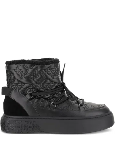 Pinko Quilted Platform Boots In Black