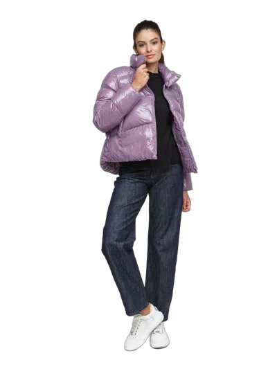 Pinko Quilted Puffer Down Jacket In Purple