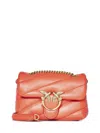 Pinko Quilted Red Shoulder Bag With Gold Emblem In Orange