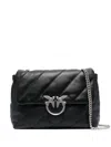 Pinko Quilted Sheepskin Leather Shoulder Bag With Silver Hardware In Black