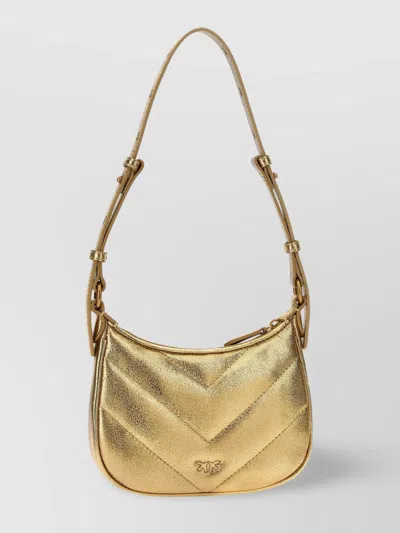 Pinko Quilted Shoulder Bag Adjustable Strap In Gold