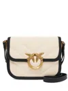 Pinko Love Bag Square Handbag In Canvas And Leather In Neutrals