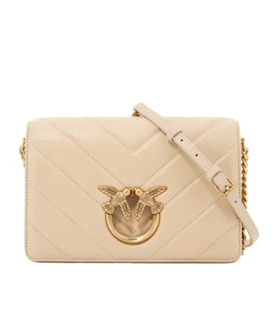 Pinko Quilted Shoulder Bag In Nude