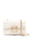Pinko Quilted Shoulder Bag With Circular Clasp And Chain Strap In Neutral