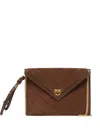 Pinko Quilted Suede Clutch Bag In Brown