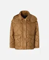 Pinko Quilted Technical Canvas Pea Coat In Brown