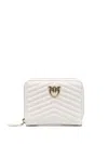 Pinko Quilted White Zip-around Wallet With Decorative Emblem In White