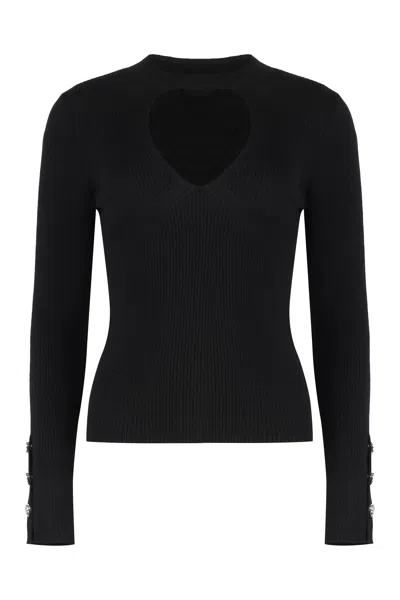 Pinko Rabbocco Knitted Wool-blend Top In Black
