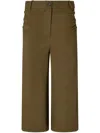 Pinko Buttoned Wide-leg Linen Bermuda Shorts In Green