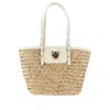 Pinko Raffia And Leather Shopping Bag