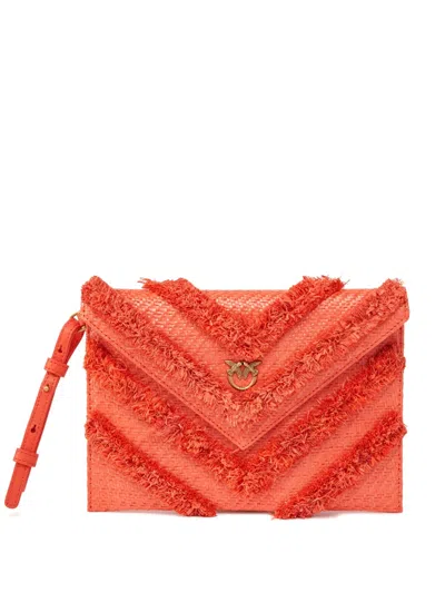 Pinko Raffia Clutch Bag In Red