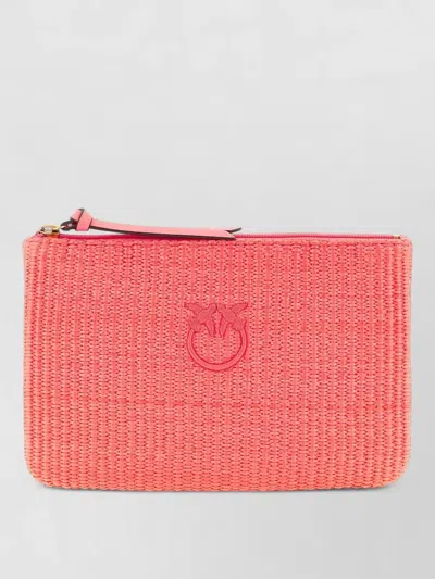 Pinko Raffia Clutch Bag Woven Texture Strap In Pink