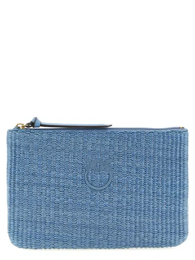 Pinko Raffia Clutch In Blue