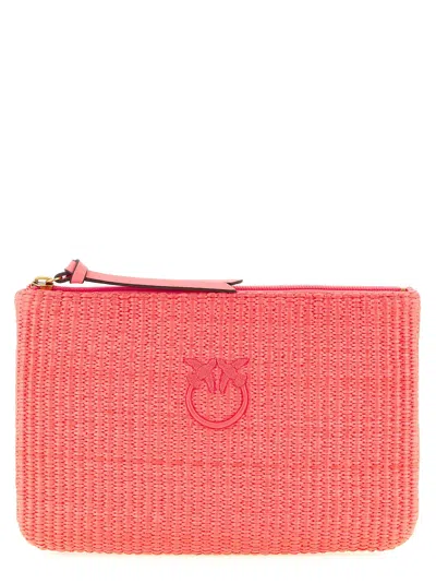 Pinko Raffia Clutch In Purple