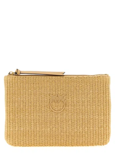 Pinko Raffia Clutch In Brown