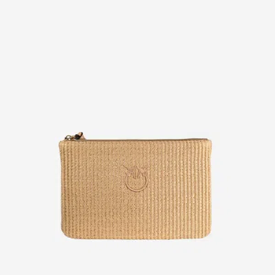 Pinko Raffia Clutch With Logo
