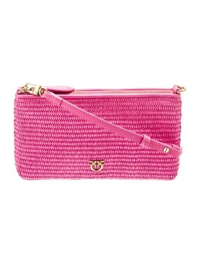Pre-owned Pinko Raffia Crossbody Bag W/ Tags In Pink