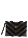 Pinko Raffia Flat Clutch Brown In Black