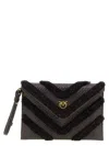 Pinko Raffia Flat Clutch Brown In Black