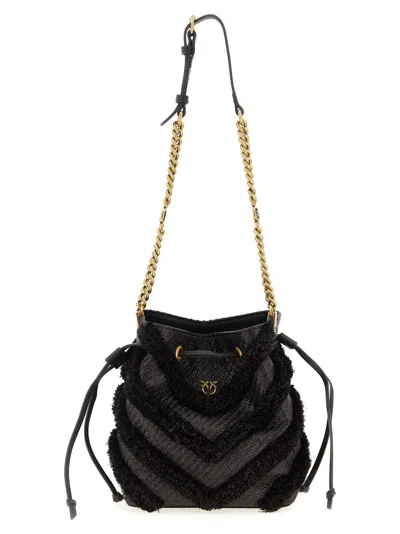 Pinko Raffia Mini Bucket Bag Shoulder Bags Brown