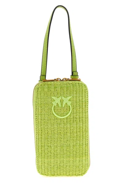 Pinko Love Birds Braided Raffia Smartphone Holder In Pattern