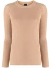 Pinko Logo-plaque Ribbed-knit Jumper In Pink