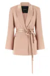 Pinko Rapa Blazer Jacket In Pink With Belt In Brown