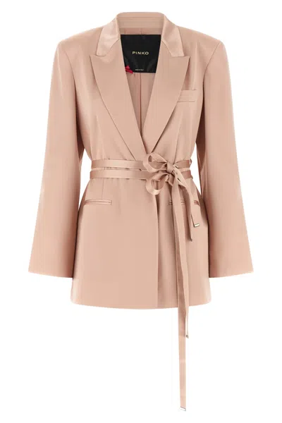 Pinko Belted Wrap Jacket In Neutral