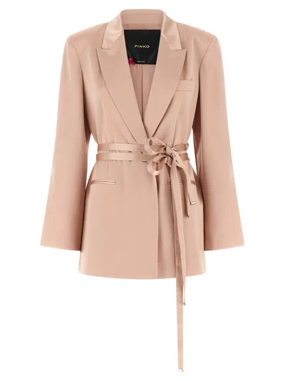 Pinko Belted Wrap Jacket In Neutral