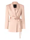 Pinko Rapa Blazer Jacket In Pink With Belt In Pink