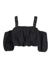 Pinko Raul Black Top With Adjustable Straps And Removable Sleeves In Cotton Woman