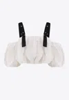 Pinko Raul Off-shoulder Balloon Cropped Top In White