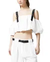 Pinko Balloon Sleeves Crop Top In White